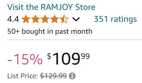 amazon screen shot of discount